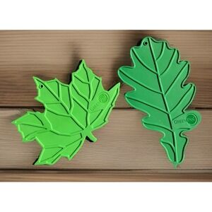Pair BRAND NEW Green Pan Silicone Green Leaf Trivets Tropical Nature